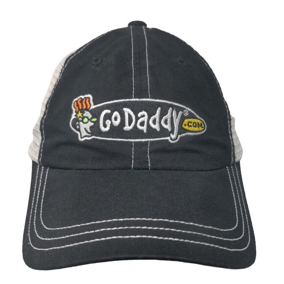 GoDaddy.com Strapback Mesh Back Trucker Hat Black One Size Stewart-Haas Racing - Picture 1 of 7